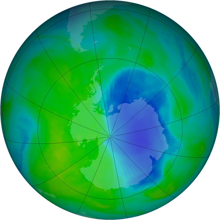 Antarctic ozone map for 22 December 1999